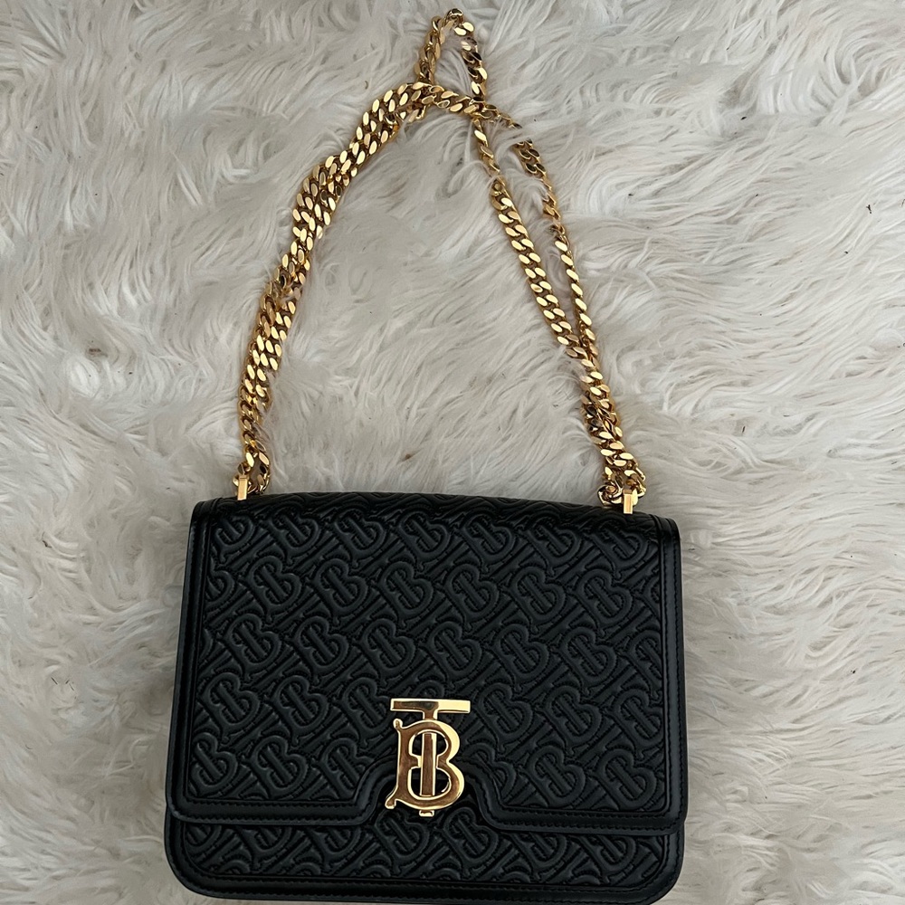 Burberry Calfskin Embossed Monogram Purse